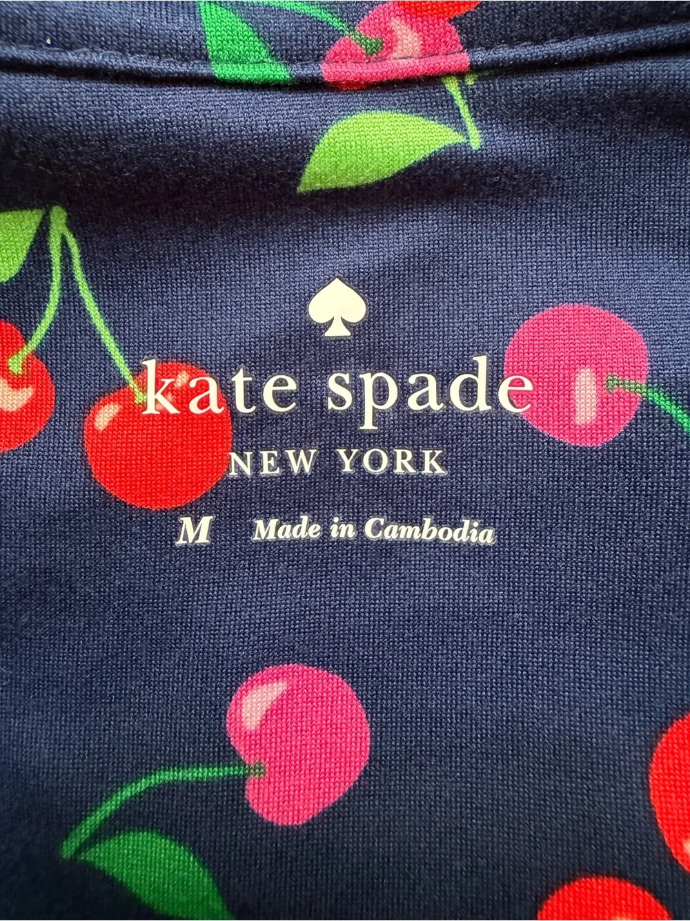 NWT. Kate Spade Women's Navy Cherry Pajama Set, Size M
